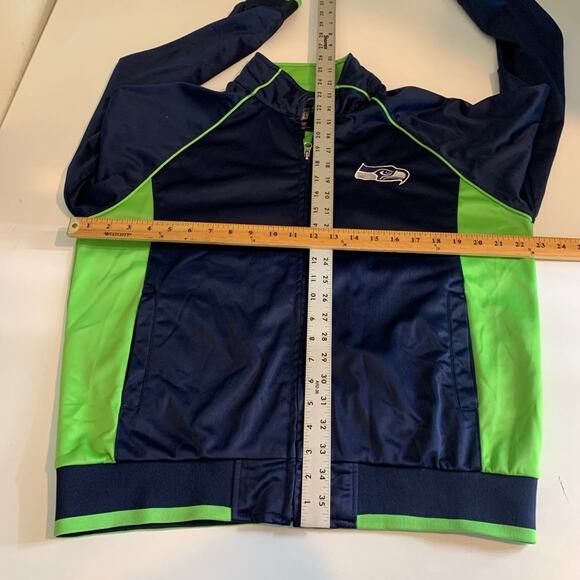 Seattle Seahawks Jacket Womens XL Navy Lime Fleece Lined Zip Up Track NFL - Picture 10 of 15